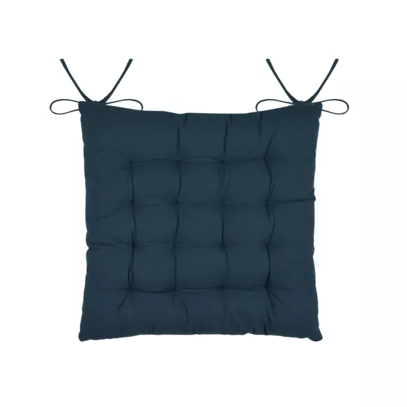Vierkant katoenen stoelkussen (38 x 38 cm) Eugénie Marineblauw