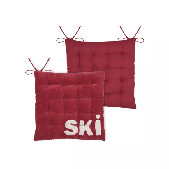 Coussin de chaise carré velours (38 x 38 cm) Chamonix Rouge