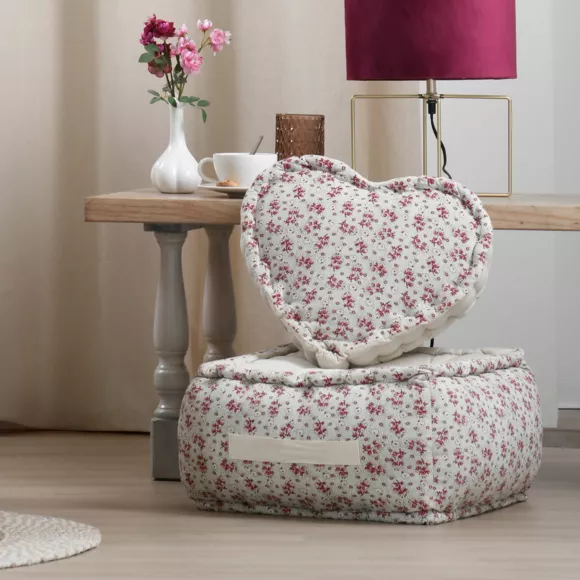 Coussin de sol cœur coton (40 x 40 cm) Ginny Rose