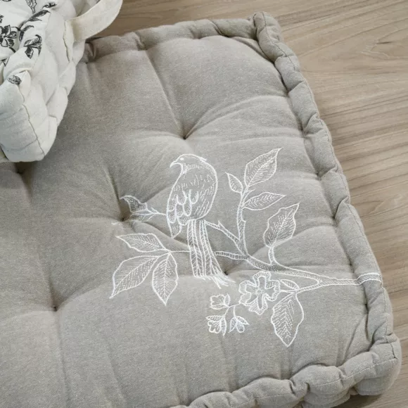 Vierkant katoenen vloerkussen laag (45 x 45 cm) Clarine Beige