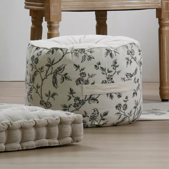 Coussin de sol carré coton bas (45 x 45 cm) Clarine Beige