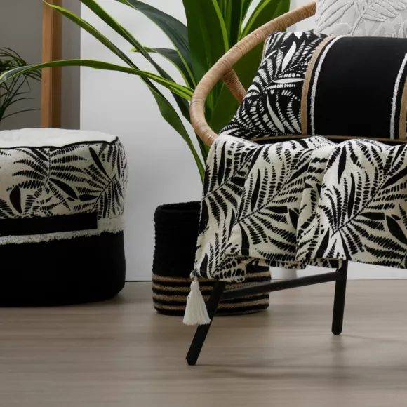 Coussin de sol rond coton haut (40 x 30 cm) Ziana Noir