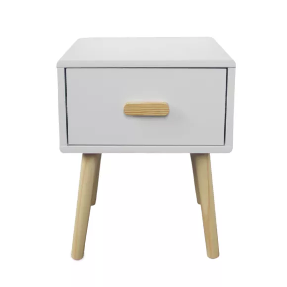 Mesilla de noche infantil con 1 cajón de madera (H44 cm) Livio Blanco 