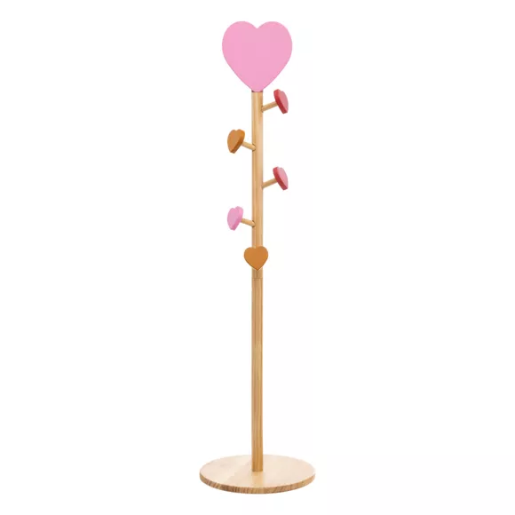Kinder Garderobenständer Holz (H135 cm) Liebe Rosa