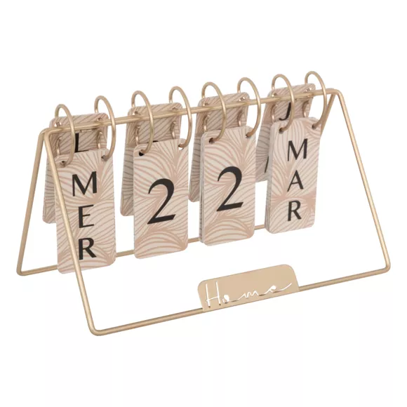 Eeuwigdurende kalender metaal (H17 cm) Herfst Roze