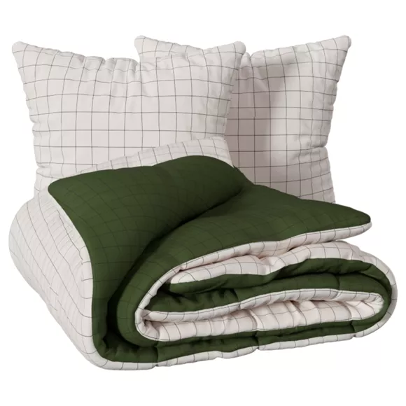 Funda nórdica y dos fundas de almohadas algodón (240 x 220 cm) Maati Verde