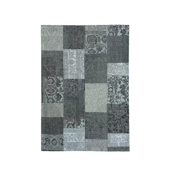 Alfombra rectangular de salón de jacquard (160 x 230 cm) Rishi Negro y Gris