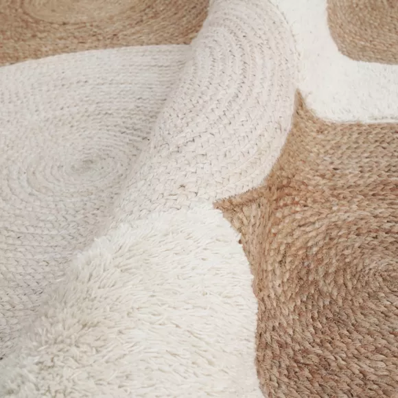 Rechteckiger Wohnzimmerteppich Jute handgeknüpft (160 x 230 cm) Reina Beige