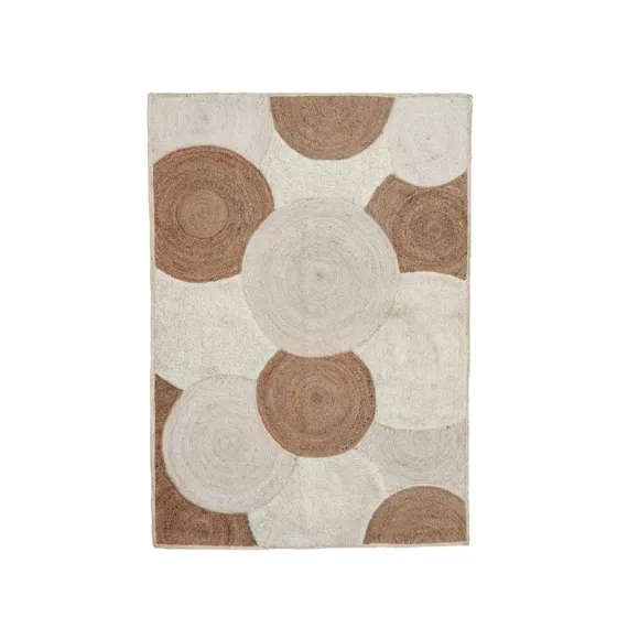 Rechteckiger Wohnzimmerteppich Jute handgeknüpft (140 x 200 cm) Reina Beige
