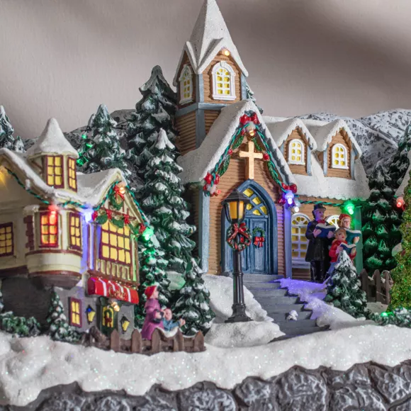 Village de Noël lumineux et musical Traineau du Père Noël