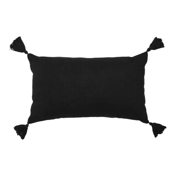 Coussin rectangulaire coton et jute (30 x 50 cm) Nama Noir