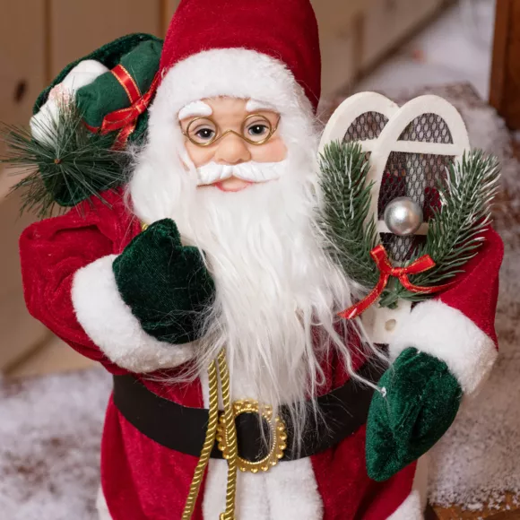 Père Noël traditionnel (H60 cm) Emile en raquette