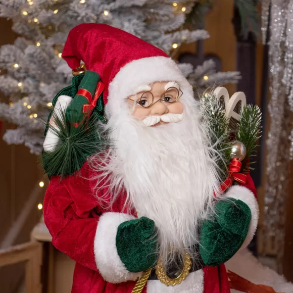 Père Noël traditionnel (H60 cm) Emile en raquette