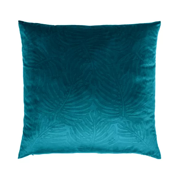 Coussin carré velours (60 x 60 cm) Fern Bleu pétrole