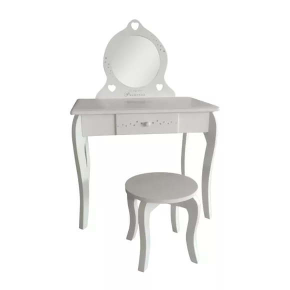 Coiffeuse et tabouret enfant bois (H102 cm) Hanna Blanche