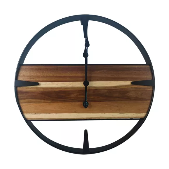Reloj de pared madera y metal (D57 cm) Nya Negro