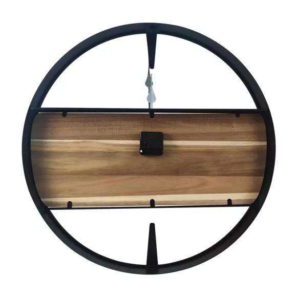 Houten en metalen wandklok (D57 cm) Nya Zwart