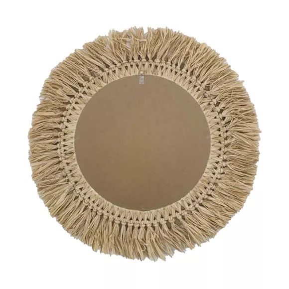 Ronde raphia muurspiegel (D50 cm) Makira Beige