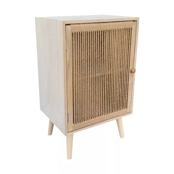 Bijzettafel hout en hennep (H65 cm) Manilla Beige