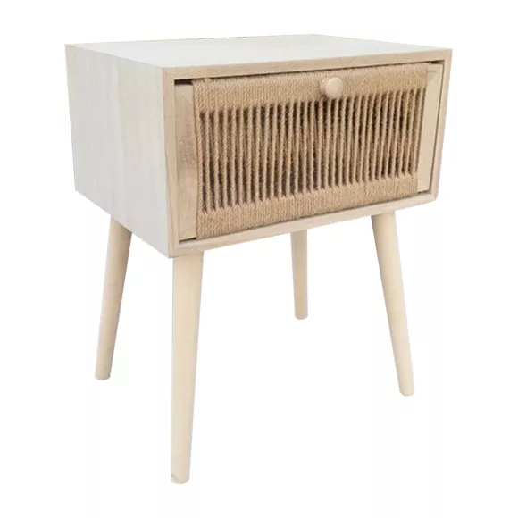 Houten en touw nachtkastje (H58 cm) Manilla lade Beige
