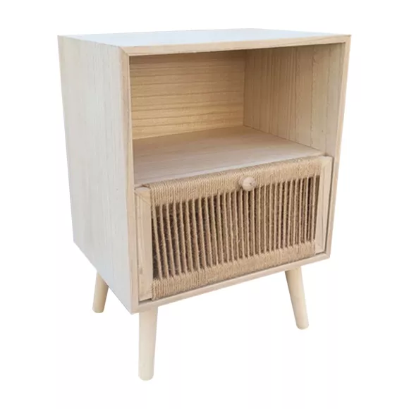 Mesita de noche madera y cuerda de cáñamo (A55 cm) Manille estante Beige