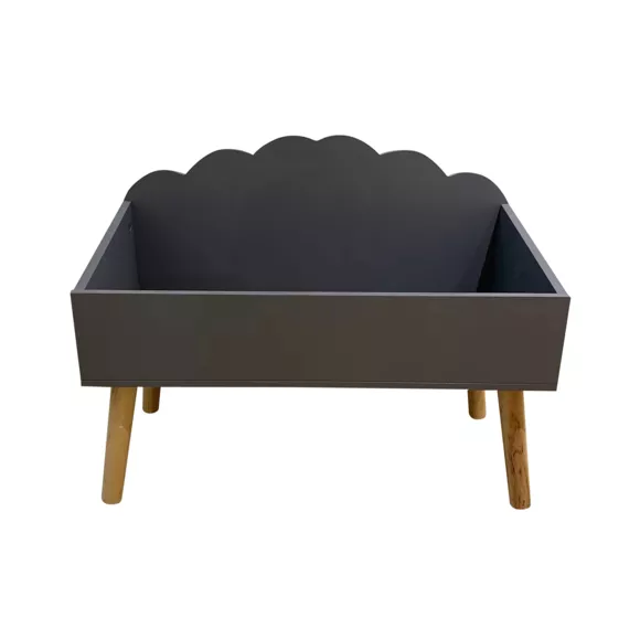Coffre à jouet enfant bois (H45 cm) Cloudy Gris