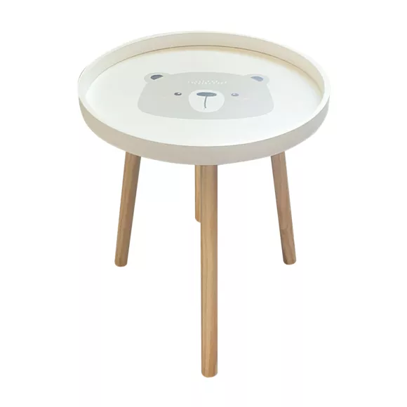 Mesa pequeña infantil madera (D33 cm) Osito Marrón