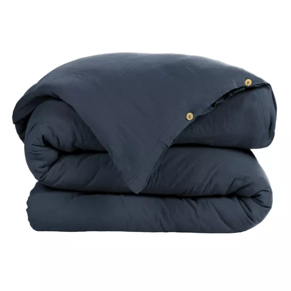 Funda Nórdica en gasa de algodón (260 cm) Gaïa Azul noche 2