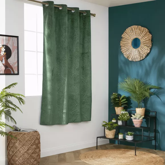 Cortina oscurecedora terciopelo (140 x 180 cm) Fern Verde romero