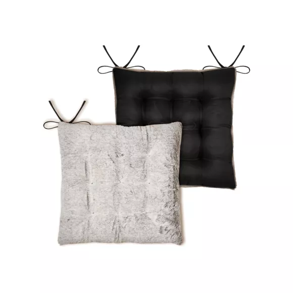 Coussin de chaise carré fausse fourrure (40 x 40 cm) Asgard Gris perle
