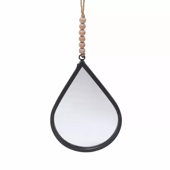 Espejo de pared en metal (H37 cm) Gota de agua Negro