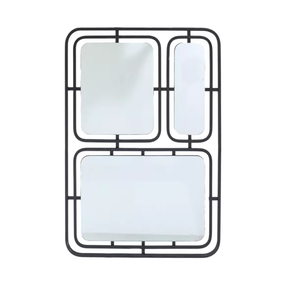 Metalen wandspiegel (H80 cm) Metallic Zwart Weerspiegeling