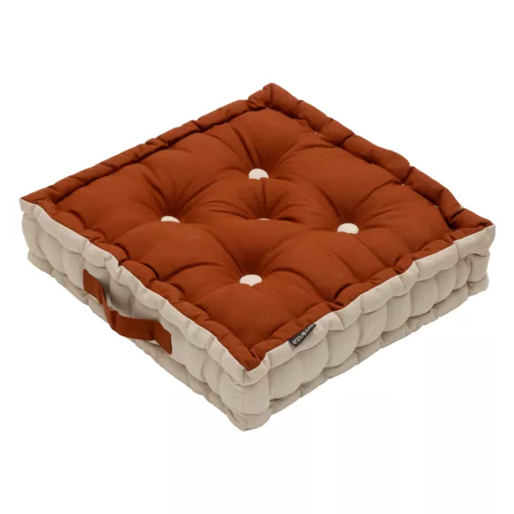 Coussin de sol carré coton (60 x 60 cm) Pixel Bicolore Terracotta / beige