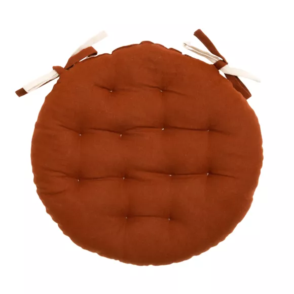 Galette de chaise ronde coton (40 cm) Pixel Bicolore Terracotta / beige