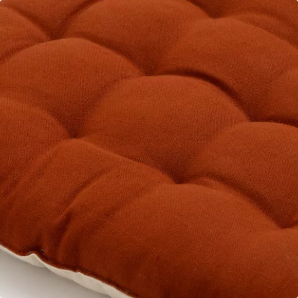 Galette de chaise carrée coton (40 x 40 cm) Pixel Bicolore Terracotta / beige