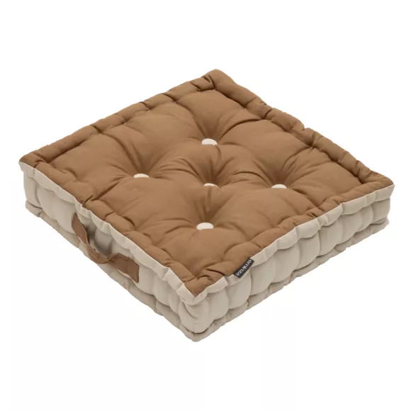 Coussin de sol carré coton (60 x 60 cm) Pixel Bicolore Camel / beige