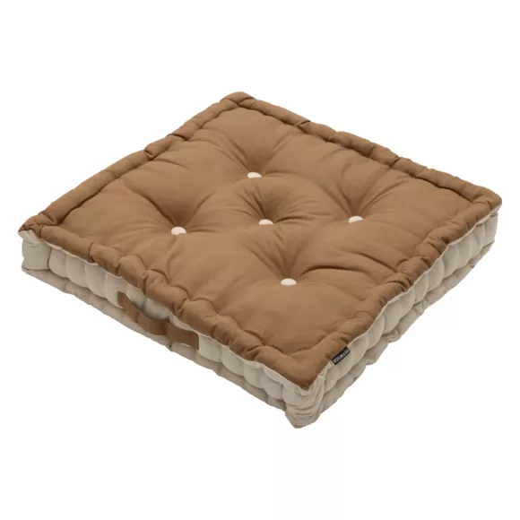 Coussin de sol carré coton (50 x 50 cm) Pixel Bicolore Camel / beige