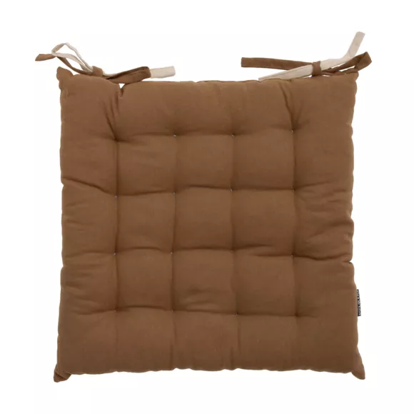 Galette de chaise carrée coton (40 x 40 cm) Pixel Bicolore Camel / beige