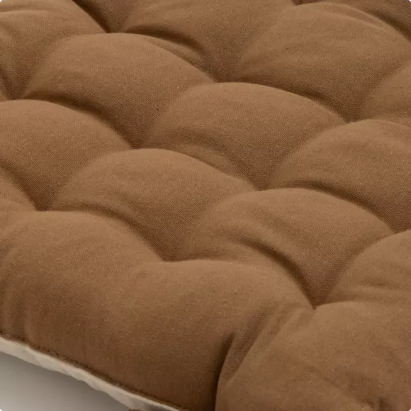Galette de chaise carrée coton (40 x 40 cm) Pixel Bicolore Camel / beige