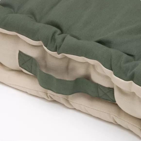 Coussin de sol carré coton (60 x 60 cm) Pixel Bicolore Vert kaki / beige