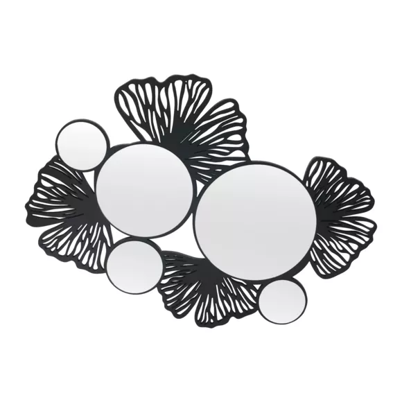 Spiegel en metalen wanddecoratie (77 cm) Ginkgo Zwart