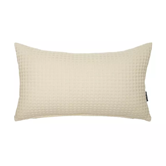 Housse de coussin rectangulaire coton nid d'abeille (30 x 50 cm) Maya Beige pampa