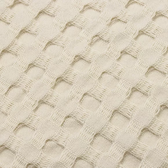 Housse de coussin rectangulaire coton nid d'abeille (30 x 50 cm) Maya Beige pampa