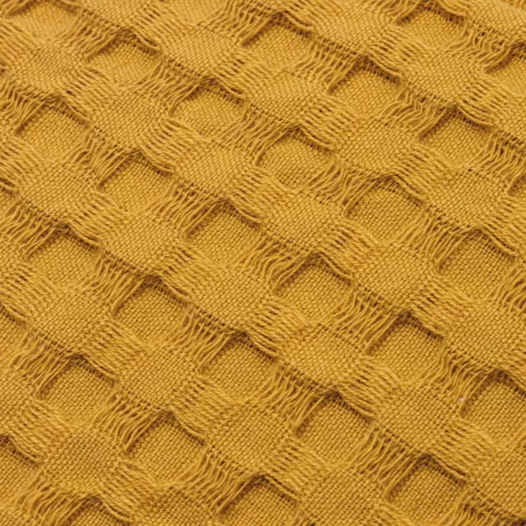 Jeté de lit coton nid d'abeille (130 x 160 cm) Maya Jaune safran