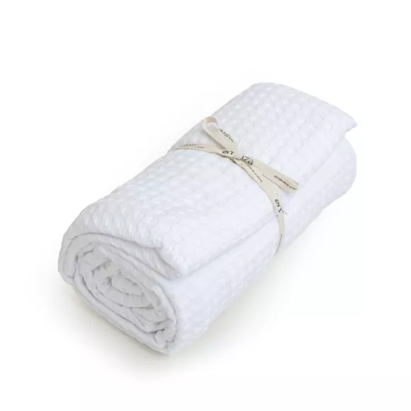 Couvre-lit coton nid d'abeille (180 x 220 cm) Maya Blanc