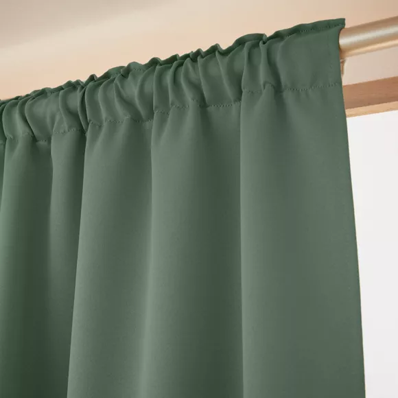 Cortina térmica opaca con frunces para cortina (140 x 240 cm) Calore en verde romero