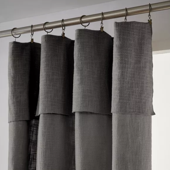 Rideau ajustable + 8 anneaux pince  140 x 270 cm Slub SIXTINE Ardoise