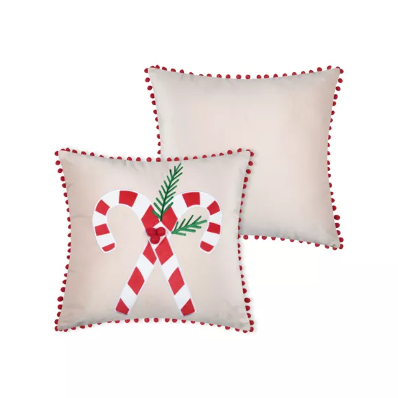 Kerst kussen vierkant fluweel (45 x 45 cm) Lucien Rood