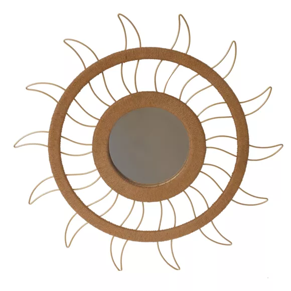 Espejo y decoración de pared en cáñamo (D75 cm) Sun Beige