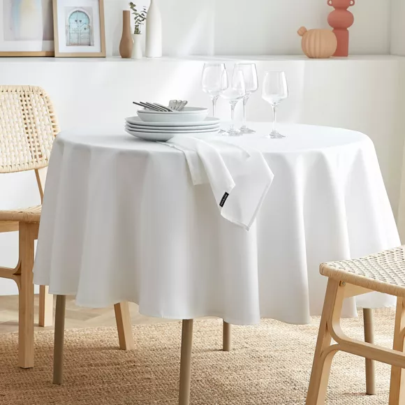 Lote de 3 servilletas de mesa de poliéster (40 x 40 cm) Elise Blanco